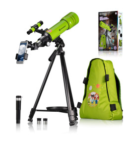 BRESSER JUNIOR murdumisteleskoop 70/400 koos seljakotiga, roheline