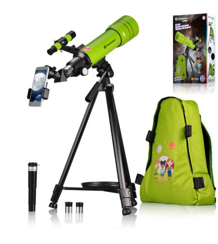 Телескоп-рефрактор BRESSER JUNIOR 70/400 с рюкзаком, зеленый