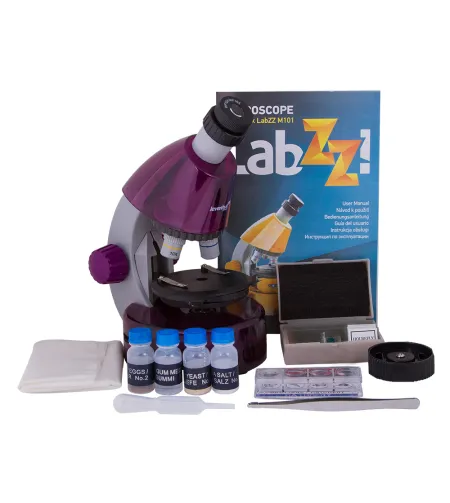 Microscope for children, Levenhuk LabZZ M101 Amethyst, 40x-640x, with Experiment kit