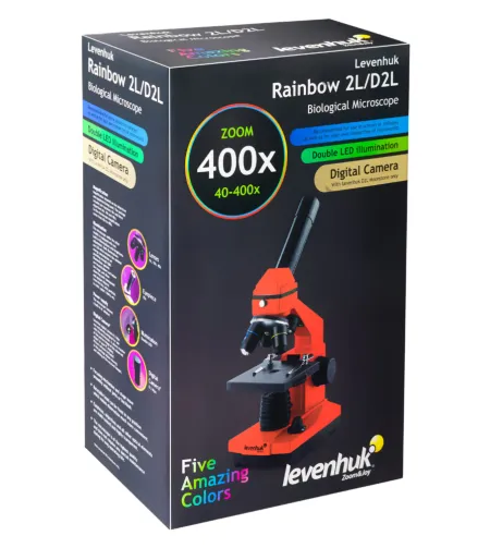 Mikroskoop Levenhuk Rainbow 2L Kuukivi 40x-400x koos katsekomplektiga K50