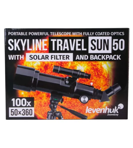 Teleskoop Levenhuk Skyline Travel Sun 50 50/360 <135x seljakoti ja päikesefiltriga