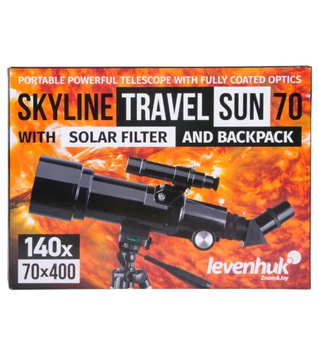 Телескоп Levenhuk Skyline Travel Sun 70 70/400 <140x с рюкзаком и солнцезащитным фильтром