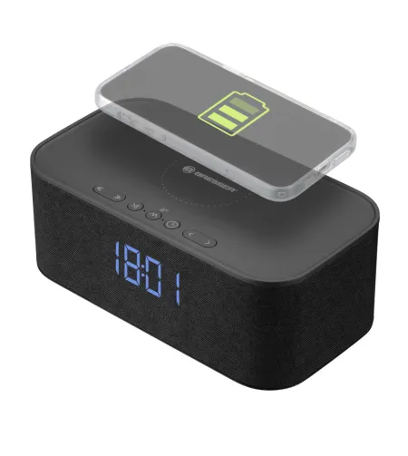 BRESSER Bluetooth speaker with alarm clock and wireless charging function