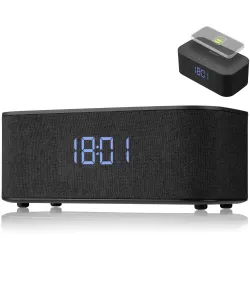 BRESSER Bluetooth speaker with alarm clock and wireless charging function