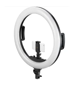 BRESSER STR-48B Bi-Color LED Ring Lamp 48W with Dimmer and Support for Camera and Smartpho