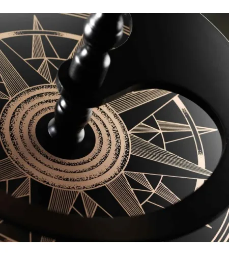 Raven-black floor standing bar globe Zoffoli with a map Vulcano