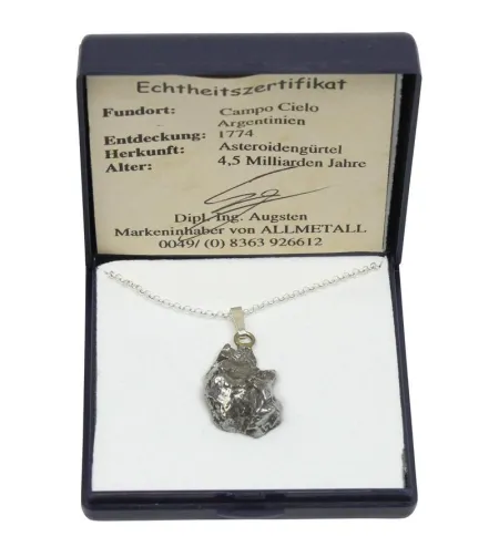 Campo del Cielo iron meteorite on silver chain