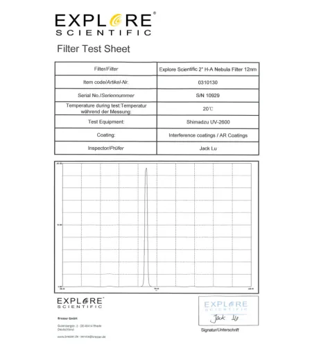 EXPLORE SCIENTIFIC 2 "H-alfa udufilter 12nm