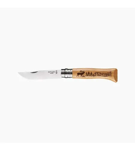 Opinel N&deg;08 roostevabast terasest tamme loom hirv