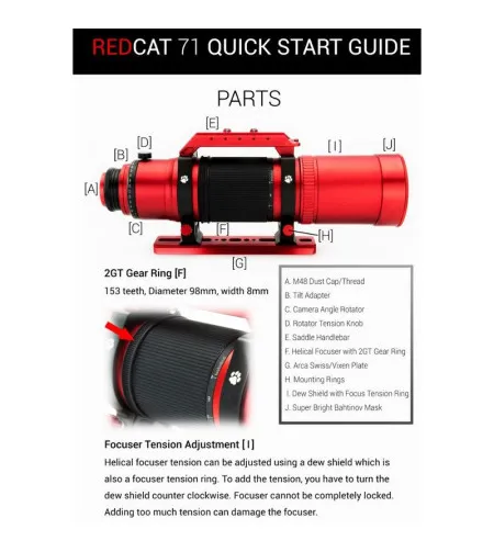 William Optics Apochromatic refractor AP 71/350 RedCat 71 OTA