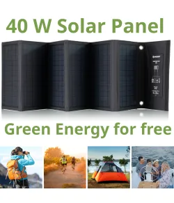 BRESSER mobiilne päikeseenergia laadija 40 vatti USB ja alalisvoolu väljundiga