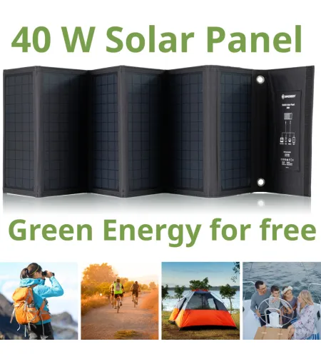 BRESSER mobiilne päikeseenergia laadija 40 vatti USB ja alalisvoolu väljundiga