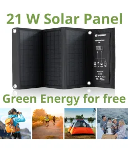 BRESSER mobiilne päikeselaadija 21 W USB ja alalisvoolu väljundiga