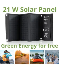 BRESSER mobiilne päikeselaadija 21 W USB ja alalisvoolu väljundiga