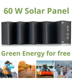 BRESSER mobiilne päikeselaadija 60 W USB ja alalisvoolu väljundiga