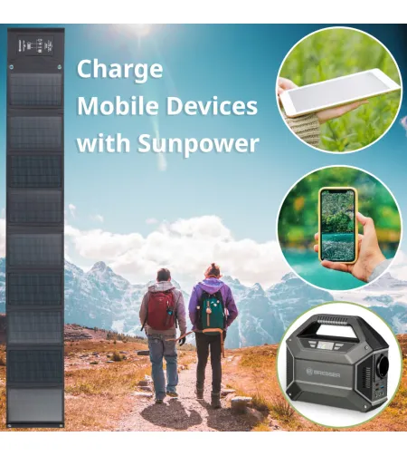 BRESSER mobiilne päikeselaadija 60 W USB ja alalisvoolu väljundiga