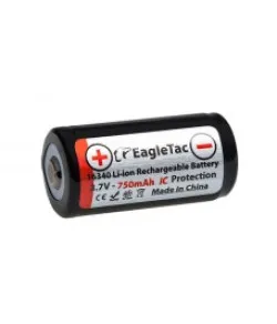 EagleTac 16340 RCR123A Li-Ion 3.7V 750mAh 1.5A akumulators ar PCB aizsardzību