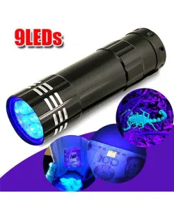 Mini Portable Flashlight 9 LED UV Ultra Violet Torch Light Lamp Flashlight