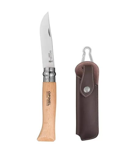KNIFE OPINEL CLASSIC NR 8 STAINLES STEEL OLIVE WOOD GIFT BOX