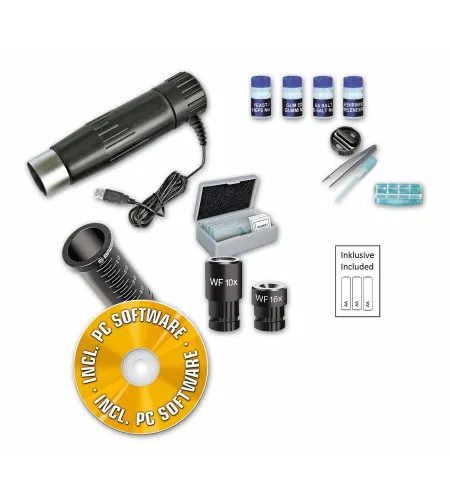 Mikroskoop BRESSER JUNIOR 40X-1024X okulaari kaamera ja katsekomplektiga