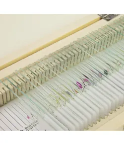 Valmistatud slaidikomplekt, 40 slaidi puidust kastis, Omegon