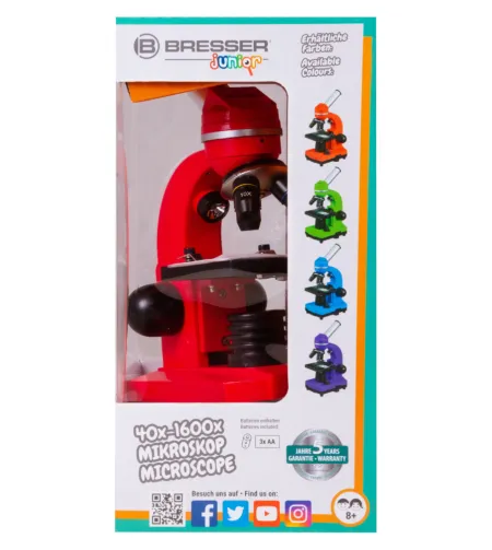 Mikroskoop Bresser Junior Biolux SEL 40–1600x, punane