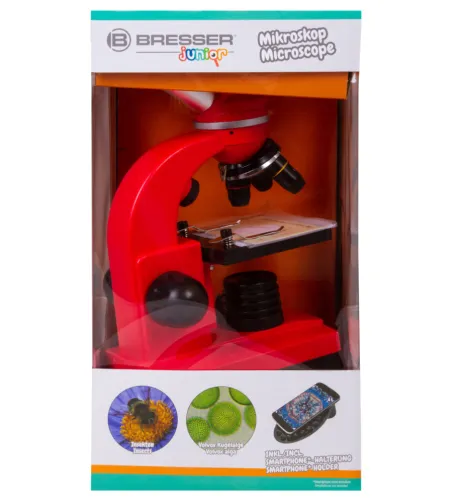 Mikroskoop Bresser Junior Biolux SEL 40–1600x, punane