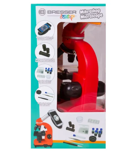 Mikroskoop Bresser Junior Biolux SEL 40–1600x, punane
