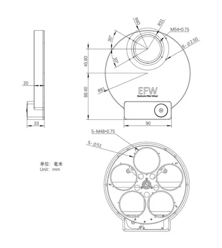 Filtriratas,  EFW 5x2", ZWO