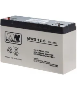 liiaku, MW Power MWS 12-6 (6V, 12Ah) (4,8mm) VRLA (ventiiliga reguleeritud pliihape)