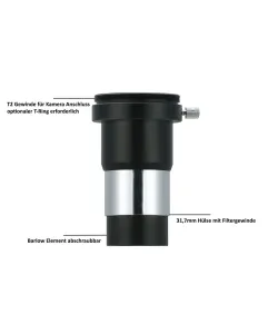 Vixen 2x Barlow objektiiv T2 keermega