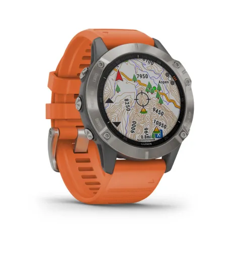 fenix 6,Sapphire,Ti Gray w/Orange Band,GPS,EMEA