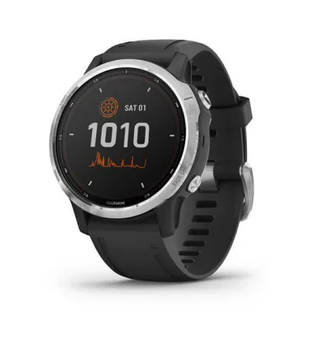 fenix 6S Solar, Silver w/Black Band,GPS Watch,WW