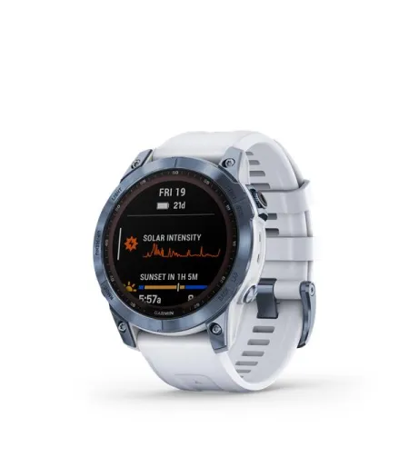 fenix 7 Sapph Solar, Mineral Blue Ti w/Whitestone Band, EMEA