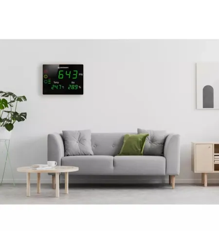 BRESSER CO2 mõõtmisseade Smile XXL koos valgusfoori ja eriti suure LED-ekraaniga