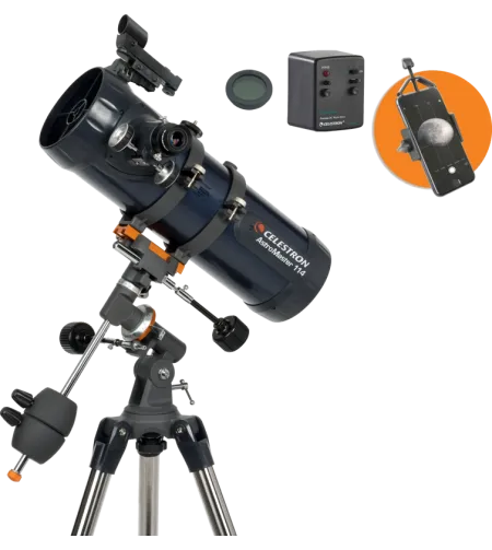 Celestron Astromaster 114EQ-MD teleskoop telefoniadapteri ja kuufiltriga